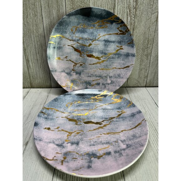 Vintage American Atelier Salad Plate Marble Design Porcelain 7.5'' - Set of 2 - Picture 1 of 7